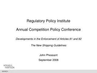 Regulatory Policy Institute Annual Competition Policy Conference