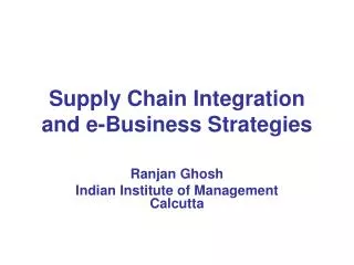 Supply Chain Integration and e-Business Strategies