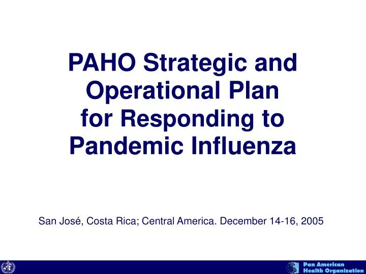 paho strategic and operational plan for responding to pandemic influenza