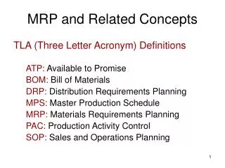 MRP and Related Concepts