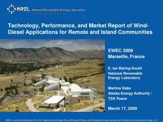 Technology, Performance, and Market Report of Wind-Diesel Applications for Remote and Island Communities