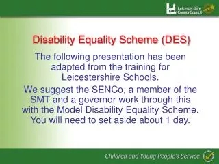 Disability Equality Scheme (DES)