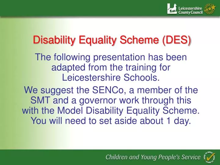 disability equality scheme des