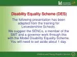 Disability Equality Scheme (DES) - slide 1