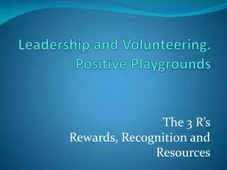 Leadership and Volunteering. Positive Playgrounds