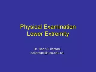 Physical Examination Lower Extremity