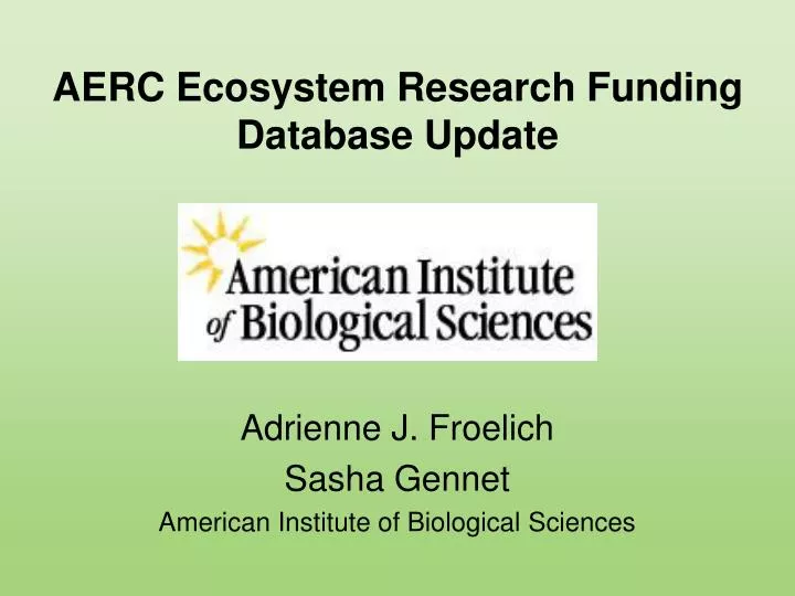 aerc ecosystem research funding database update