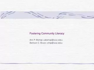 Fostering Community Literacy