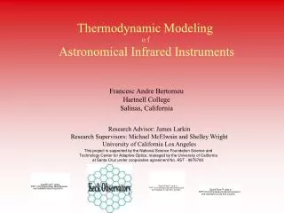 Thermodynamic Modeling o f Astronomical Infrared Instruments