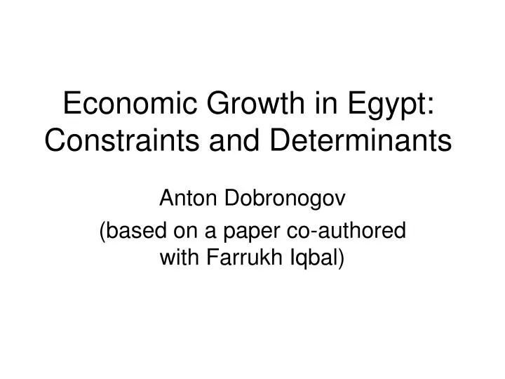 economic growth in egypt constraints and determinants