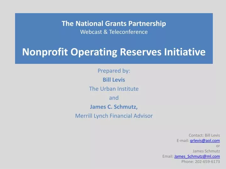 the national grants partnership webcast teleconference nonprofit operating reserves initiative