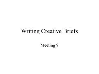 Writing Creative Briefs