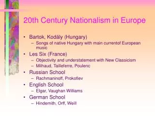 20th Century Nationalism in Europe