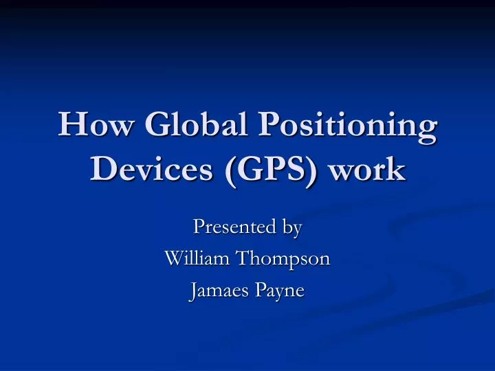 how global positioning devices gps work