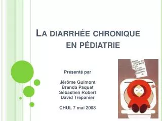 La diarrhée chronique en pédiatrie
