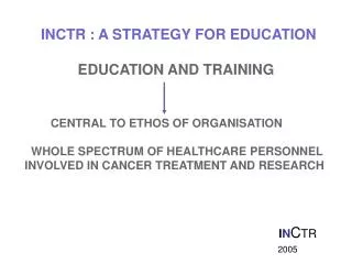 INCTR : A STRATEGY FOR EDUCATION EDUCATION AND TRAINING