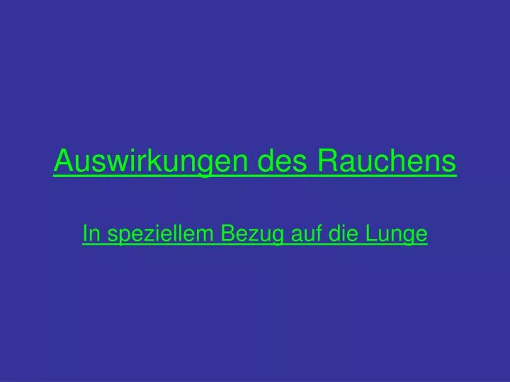 auswirkungen des rauchens