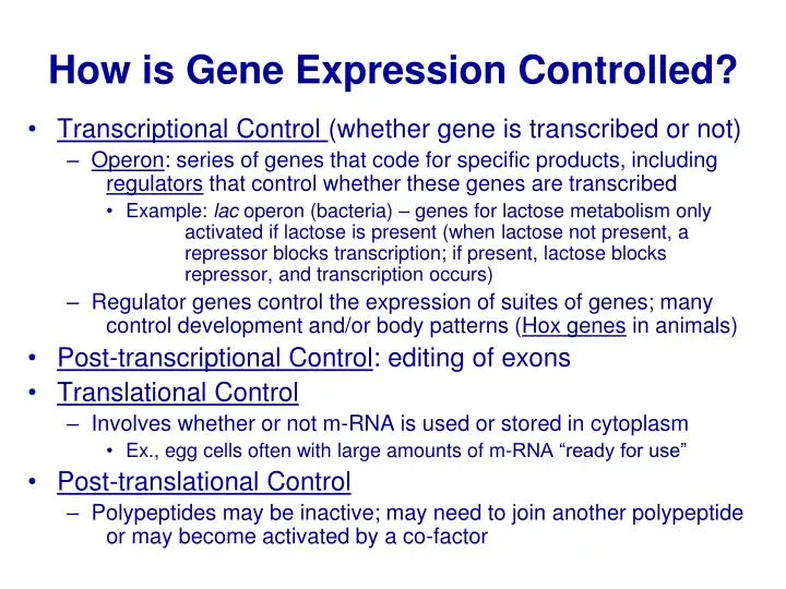 how is gene expression controlled