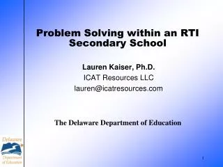 Problem Solving within an RTI Secondary School