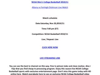 Watch Albany vs Fairleigh Dickinson live stream NCAA College