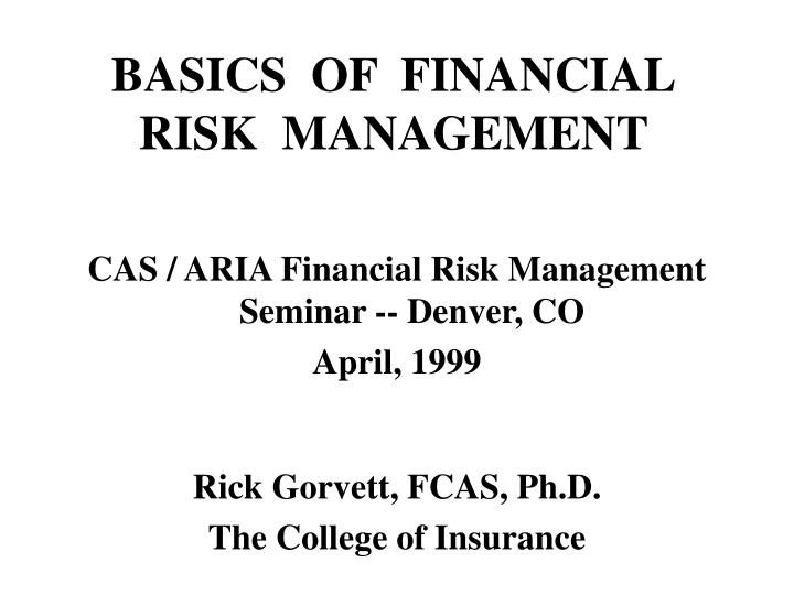 basics of financial risk management