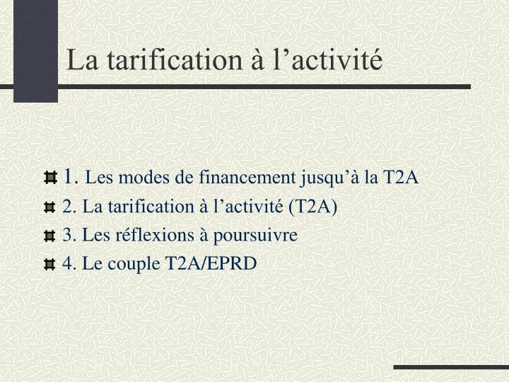 la tarification l activit