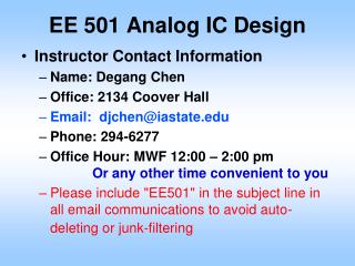 EE 501 Analog IC Design