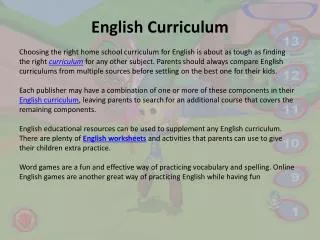 English Curriculums
