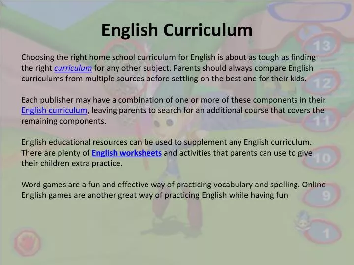 english curriculum