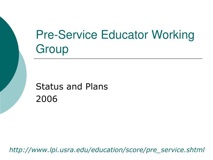 pre service educator working group