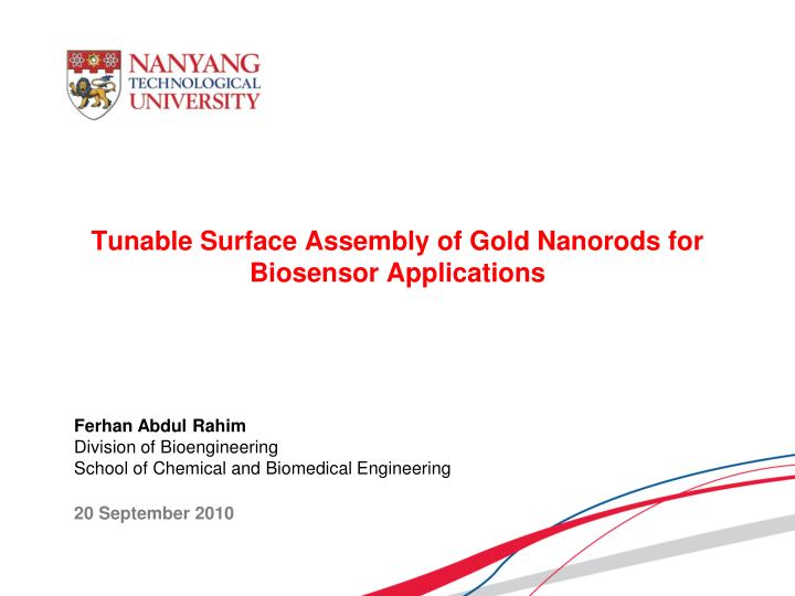 tunable surface assembly of gold nanorods for biosensor applications