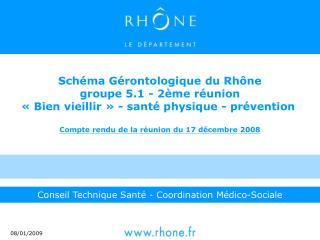 Schéma Gérontologique du Rhône groupe 5.1 - 2ème réunion « Bien vieillir » - santé physique - prévention  Compte rendu d