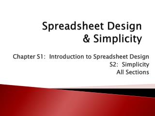 Spreadsheet Design &amp; Simplicity