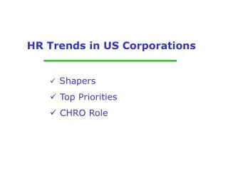 HR Trends in US Corporations