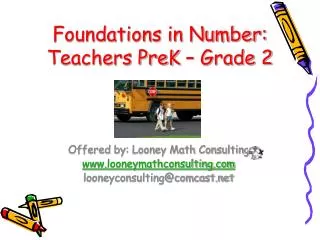 Foundations in Number: Teachers PreK – Grade 2
