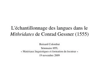 L'échantillonnage des langues dans le Mithridates de Conrad Gessner (1555)