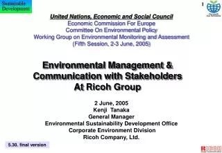 Environmental Management &amp; Communication with Stakeholders At Ricoh Group