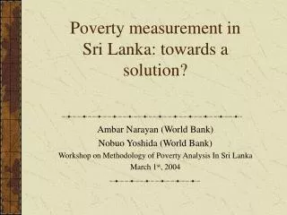 Poverty measurement in Sri Lanka: towards a solution?