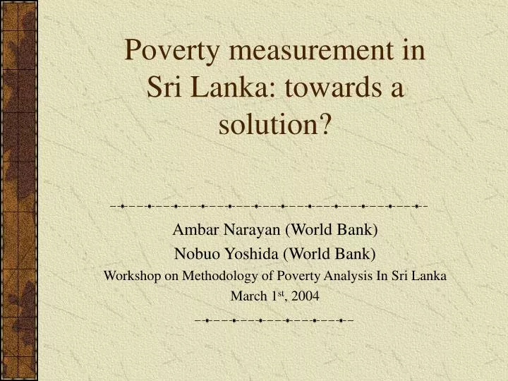 poverty measurement in sri lanka towards a solution