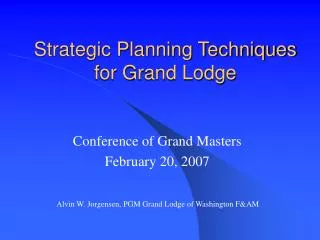 Strategic Planning Techniques for Grand Lodge