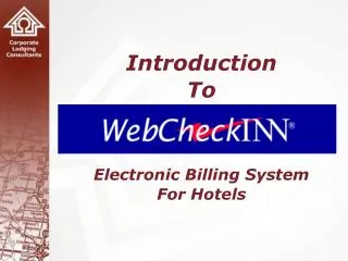 Introduction To Electronic Billing System For Hotels