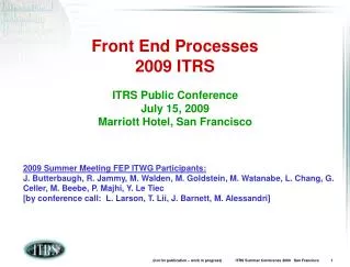 Front End Processes 2009 ITRS