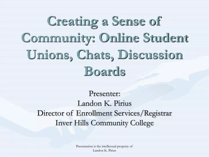 creating a sense of community online student unions chats discussion boards