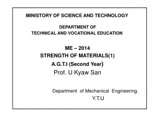 MINISTORY OF SCIENCE AND TECHNOLOGY DEPARTMENT OF TECHNICAL AND VOCATIONAL EDUCATION