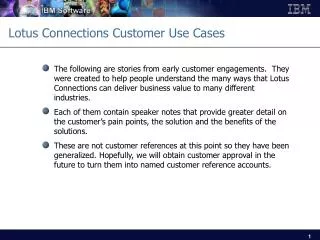Lotus Connections Customer Use Cases
