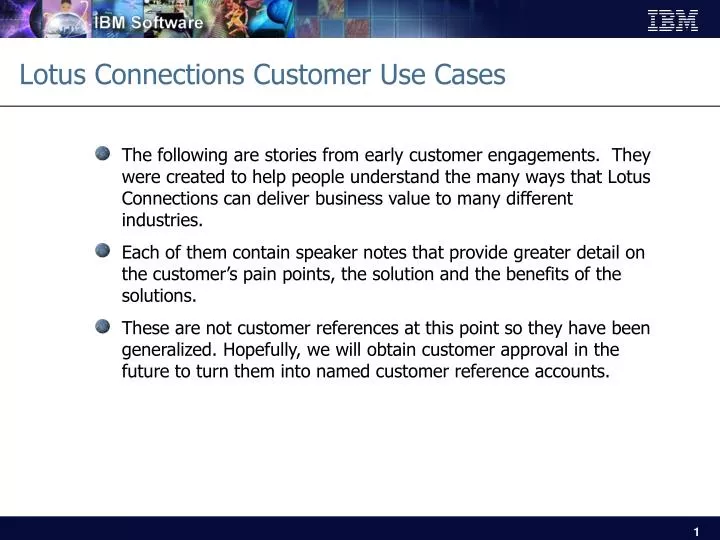 lotus connections customer use cases