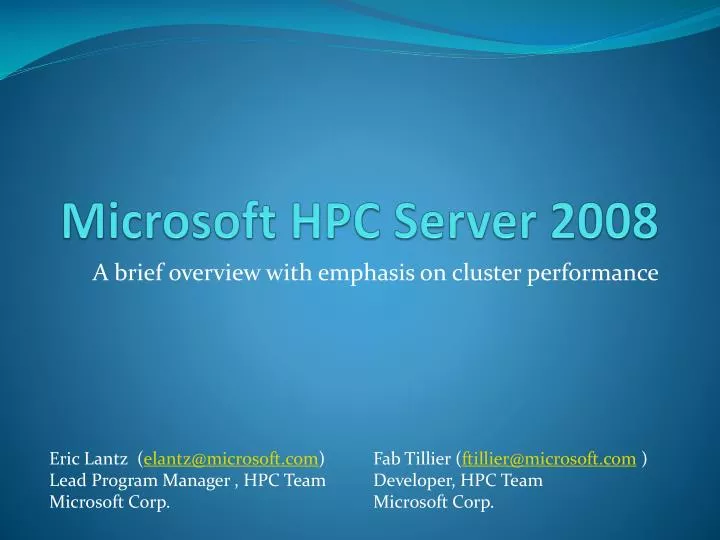 microsoft hpc server 2008