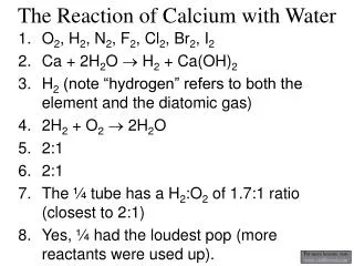 The Reaction of Calcium with Water