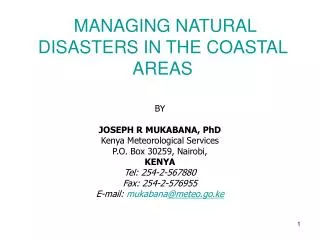 MANAGING NATURAL DISASTERS IN THE COASTAL AREAS