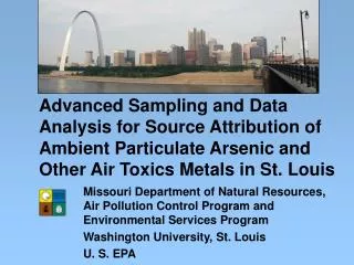Advanced Sampling and Data Analysis for Source Attribution of Ambient Particulate Arsenic and Other Air Toxics Metals in
